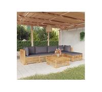 Vidaxl Salon De Jardin 6 Pcs Avec Coussins Bois De Teck Solide