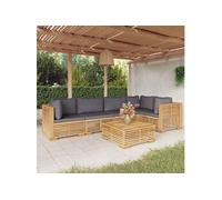 vidaXL 6-delige Loungeset met kussens massief teakhout3100900 bois de teck G