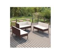 vidaXL 6-delige Loungeset met kussens poly rattan bruin3094351 Marron G