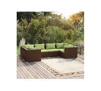 Vidaxl Salon De Jardin 6 Pcs Avec Coussins Résine Tressée Marron Marron