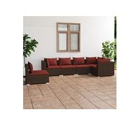 vidaXL 6-delige Loungeset met kussens poly rattan bruin3102323 Marron