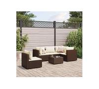 vidaXL 6-delige Loungeset met kussens poly rattan bruin3308161 G