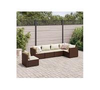 vidaXL 6-delige Loungeset met kussens poly rattan bruin3308169 G