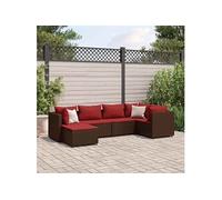 Vidaxl Salon De Jardin 6 Pcs Avec Coussins Marron Résine Tressée