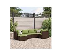 Vidaxl Salon De Jardin 6 Pcs Avec Coussins Marron Résine Tressée