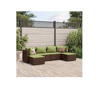 Vidaxl Salon De Jardin 6 Pcs Avec Coussins Marron Résine Tressée