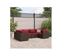 6-delige Loungeset met kussens poly rattan bruin3308253