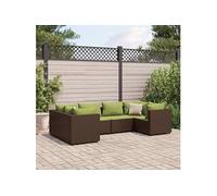 vidaXL 6-delige Loungeset met kussens poly rattan bruin3308254 Marron G