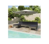 vidaXL Salon de jardin 6 pcs avec coussins Résine tressée Gris