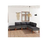 vidaXL Ensemble salon de jardin 6 pièces avec coussins Poly rotin gris