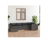 Salon de Jardin 7 pcs avec Coussins Résine Tressée Noir Mobilier Patio vidaXL