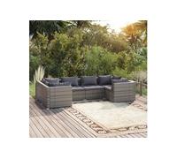 6-delige Loungeset met kussens poly rattan grijs3101941