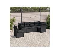 Salon de Jardin avec Coussins Canapés Patio 6 pcs Noir Résine Tressée vidaXL