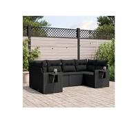 Salon de Jardin avec Coussins Canapés Patio 6 pcs Beige Résine Tressée vidaXL