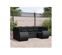 Vidaxl Salon De Jardin 6 Pcs Avec Coussins Noir Résine Tressée