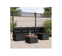 Vidaxl Salon De Jardin 6 Pcs Avec Coussins Noir Résine Tressée
