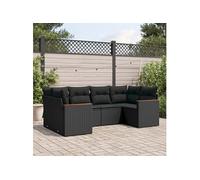 Vidaxl Salon De Jardin 6 Pcs Avec Coussins Noir Résine Tressée