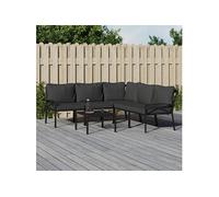 Vidaxl Salon De Jardin 6 Pcs Avec Coussins Gris Acier