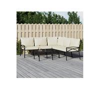 Vidaxl Salon De Jardin 6 Pcs Avec Coussins Sable Acier