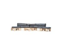 Vidaxl Canap¿¿S De Jardin Palette 6 Pcs Avec Coussins Gris Bois Gris