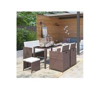 vidaXL 6-delige Tuinset met kussens poly rattan bruin43904 Marron G