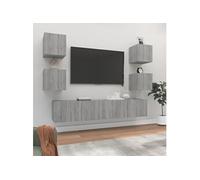 Ensemble de Meubles TV 6 pcs Noir Bois d'Ingénierie Divertissement vidaXL