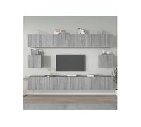 vidaXL 6-delige Tv-meubelset bewerkt hout grijs sonoma eikenkleurig3114372 Gris G