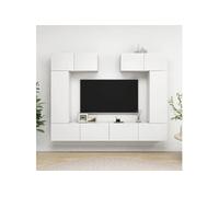 vidaXL 6-delige Tv-meubelset bewerkt hout wit3078699 Blanc G