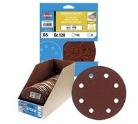 Leman 125.08.03 Lot de 6 Disques abrasifs velcro en Corindon 8 trous ø 125 mm Grain 120