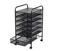 6-Drawer Mobile File Cabinet, Rolling Filing Organizer for Under Desk, Metal Mesh, Craft Cart Storage Organizer with Wheels, Label Frame on Each Drawer(Black-35X47.9X61Cm/14X19X24In)