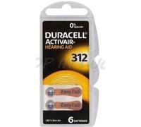 6 DURACELL 312 PR41 ACTIVAIR DA312 Piles pour appareils acoustiques