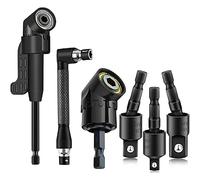6 embouts d'extension flexibles pour perceuse 105 ° & 90 ° Adaptateur à angle droit, jeu de douilles à chocs 1/4 3/8 1/2 pouces, 360 ° Extension d'axe rotatif 6PCS