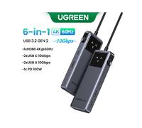 (6-en-1 4K60Hz) Uno USB C HUB 6-en-1 4K60Hz PD100W 10Gbps USB3.2 Splitter Adaptateur compatible Ordinateur