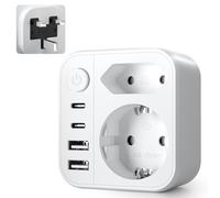 6 en 1 Adaptateur Prise Anglaise UK, Adaptateur Prise Anglaise, Prise Anglaise Adaptateur Francais avec 2 USB A, 2 Type C, 2 Prise, Type G pour UK/Irlande/Malaisie/Maldives