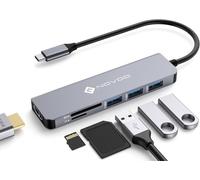 6-en-1 Adaptateur USB C vers HDMI 4K, USB x2, PD 100W, Lecteur de Carte SD/TF, Multiport USB C Hub pour MacBook Pro Air Chromebook