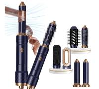6 en 1 Air Brush Styler Brosse Soufflante Chauffante Brushing Sèche-Cheveux Ionique Boucleur a Cheveux à Air Styler Brosse à Lissante Hair Styler Airstyler Ensemble de Coiffure Femmes, Bleu-violet