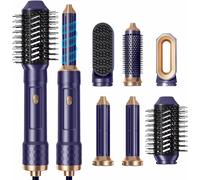 6 en 1 Air Brush Styler Brosse Soufflante Chauffante Brushing Sèche-Cheveux Ionique Boucleur a Cheveux à Air Styler Brosse à Lissante Hair Styler Airstyler Ensemble de Coiffure Femmes, Bleu-violet