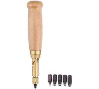 6 en 1 automatique perforateur perceuse Outil Manche en bois Vis Punch Cuir DIY Main Coutures Craft Outil avec 1,5 mm, 2 mm, 2,5 mm, 3 mm, 3,5 mm, 4 mm Pointes