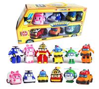 6 En 1 Bande Dessinee Animation Coreenne Robocar Poli Transformation Robot Car Toys Set 83168-9
