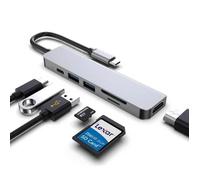 6 en 1 Concentrateur USB C, avec HDMI 4K, 2 Port USB 3.0, Lecteur de Cartes SD/TF, 87W PD, Dock Multiport Compatible