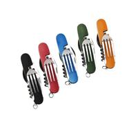 6 en 1 en Acier Inoxydable Pliant coutellerie,Couverts Pliants Camping Voyage Randonnée Picnic,Couverts de Camping de Poche