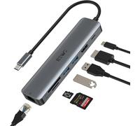 6 en 1 Hub/Adaptateur USB C avec RJ45 Ethernet, 4K HDMI, 100W PD,3 Port USB 3.0, Type C Adaptateur Multiport pour Thunderbolt 3 Laptop MacBook Air/Pro, iPad Pro M1/M2, Mac Min