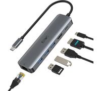 6 En 1 Hub/Adaptateur Usb C Avec Rj45 Ethernet, 4K Hdmi, 100W Pd,3 Port Usb 3.0, Type C Adaptateur Multiport Pour Thunderbolt 3 Laptop Macbook Air/Pro, Ipad Pro M1/M2, Mac Min[Z4189]