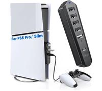 6 en 1 Hub USB pour PS5 Pro/Slim Disc＆Digital Console, Extension de Port USB Haute Vitesse pour PS5 Pro Accessoires