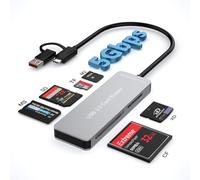 6 en 1 Lecteur de Carte SD USB 3.0 5 Gbit/s pour TF/SD/MS/M2/XD/CF, Lecteur de Carte SD USB et USB-C pour iPhone/iPad/Windows/Mac, Adaptateur Memory Stick Pro Duo lit 5 Cartes Simultanément