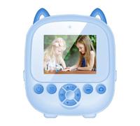 6 en 1 Mini caméra à imprimé instantané, caméra à imprimé Thermique sans Fil avec Imprime Photo HD Rechargeable de Type C pour Cadeaux d'anniversaire de Noël-Bleu 32 Go