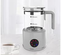 6 en 1 Mousseur à Lait Électrique, 600W Emulsionneur Automatique, 500ml chauffe lait,Verre borosilicaté,Conception divisée, passe au lave-vaisselle, pour café, cappuccino, noir