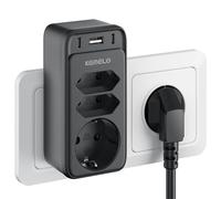 6 en 1 Multiprise Murale, Multiprise Electrique avec 3 Sortie AC et 3 Ports USB, Multiprise Parafoudre pour Bureau, Cuisine, Chambre, Compatible avec Téléphones Portables