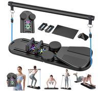 6 en 1 Planche Pilates - avec compteur - Ensemble Pilates Reformer - rebond automatique - pliable - exercices abdominaux - Noir