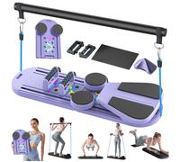6 en 1 Planche Pilates pour les abdominaux, avec comptoir, pliable, à rebond automatique, Pilates reformer, Violet